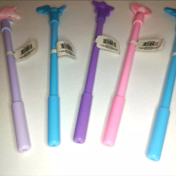 Lot of 5 Novelty Ink Pens Unicorn Dinosaur Star Heart Silicone Fidget Pop Game - Picture 5 of 11